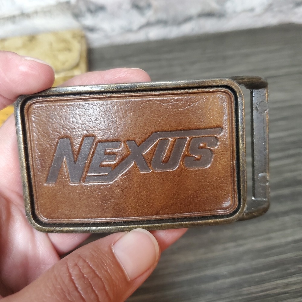 NEXUS Guardian One Piece Brown Tooled Leather Belt Buckle Custom - MADE‎ IN USA